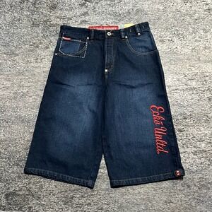 NWT Vintage Ecko UNLTD Jorts  32 Blue Y2K Baggy Embroidered Hip-Hop Jean Shorts